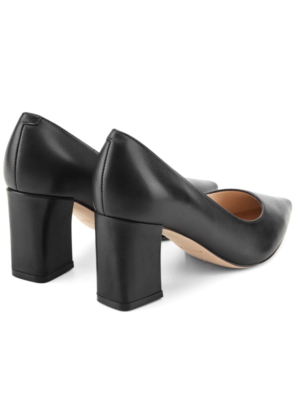 MARC FISHER Zala Black Leather Classic Pointed Toe Medium Block Heel Pumps 7 - Picture 6 of 15